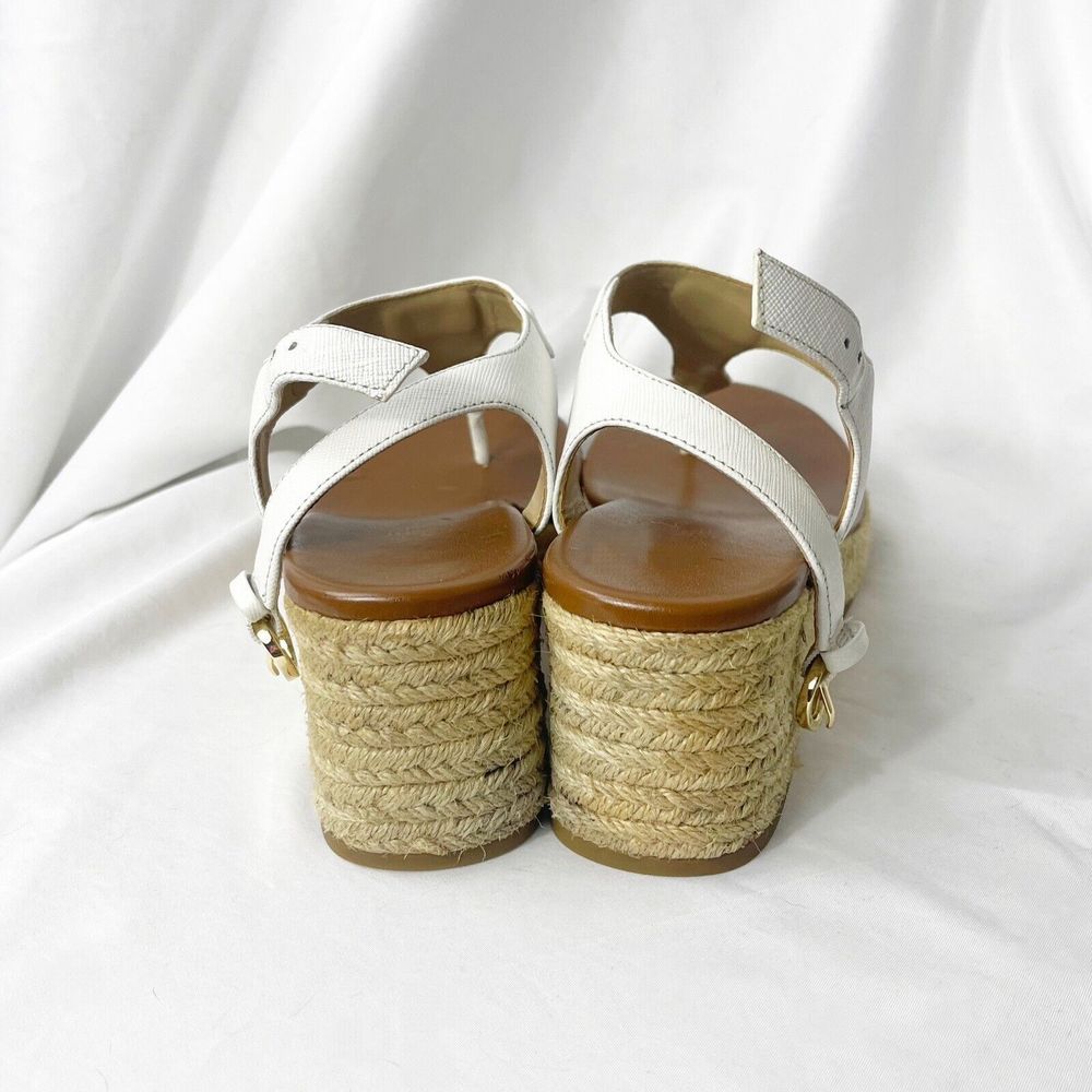 Michael kors Laney thong White t-strap wedges Gold details 7m SG21B Made in Vi - Picture 3 of 9